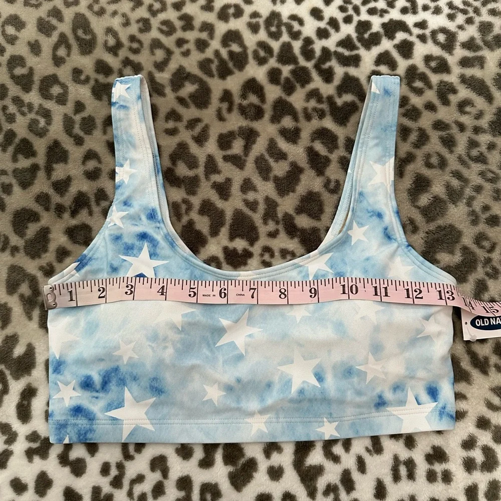 Old Navy Scoop-Neck Swim Bikini Top in Tie Dye Blue Star Print Size Small